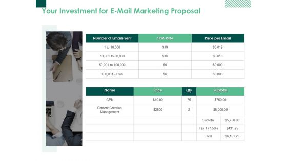 Your Investment For E Mail Marketing Proposal Ppt PowerPoint Presentation Ideas Designs Your Investment For E Mail Marketing Proposal Ppt PowerPoint Presentation Ideas Designs