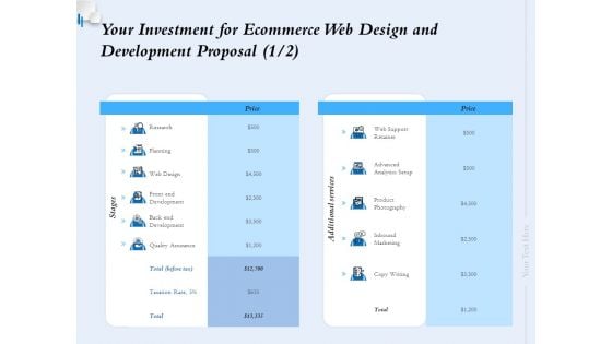 Your Investment For Ecommerce Web Design And Development Proposal Ppt Ideas Diagrams PDF