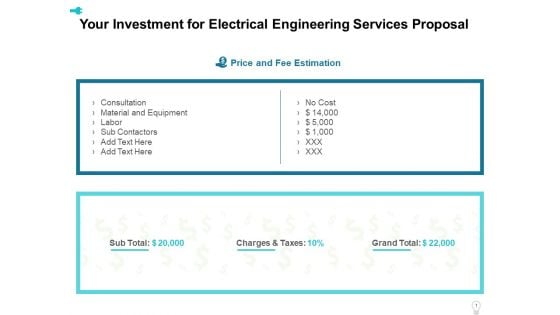 Your Investment For Electrical Engineering Services Proposal Ppt Professional Aids PDF Your Investment For Electrical Engineering Services Proposal Ppt Professional Aids PDF