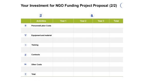 Your Investment For NGO Funding Project Proposal Training Ppt PowerPoint Presentation Infographic Template Portfolio Your Investment For NGO Funding Project Proposal Training Ppt PowerPoint Presentation Infographic Template Portfolio