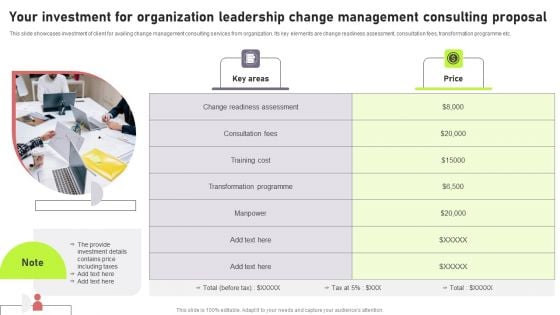 Your Investment For Organization Leadership Change Management Consulting Proposal Template PDF Your Investment For Organization Leadership Change Management Consulting Proposal Template PDF