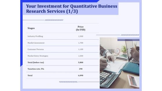 Your Investment For Quantitative Business Research Services Price Ppt PowerPoint Presentation Model Show PDF