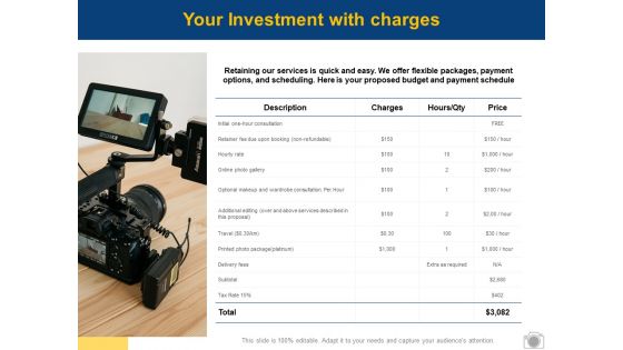 Your Investment With Charges Ppt PowerPoint Presentation File Smartart