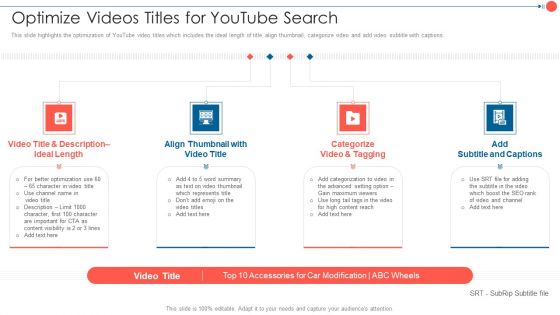 Youtube Advertising Techniques Optimize Videos Titles For Youtube Search Infographics PDF