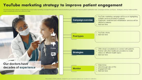 Youtube Marketing Strategy To Improve Patient Engagement Summary PDF