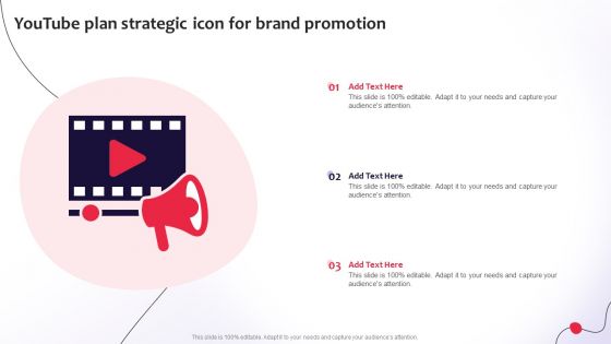 Youtube Plan Strategic Icon For Brand Promotion Formats PDF