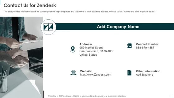 Zendesk Investment Financing Elevator Contact Us For Zendesk Information PDF