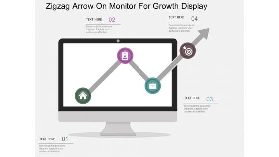 Zigzag Arrow On Monitor For Growth Display Powerpoint Templates