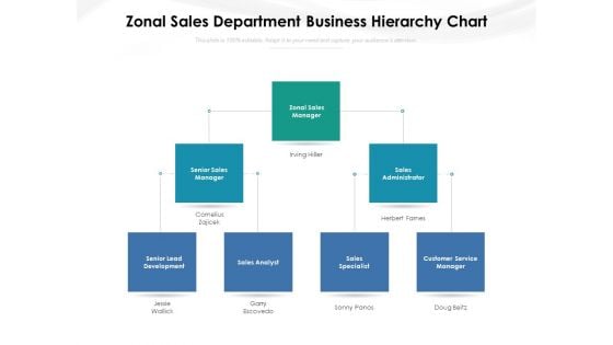 Zonal Sales Department Business Hierarchy Chart Ppt PowerPoint Presentation File Gridlines PDF