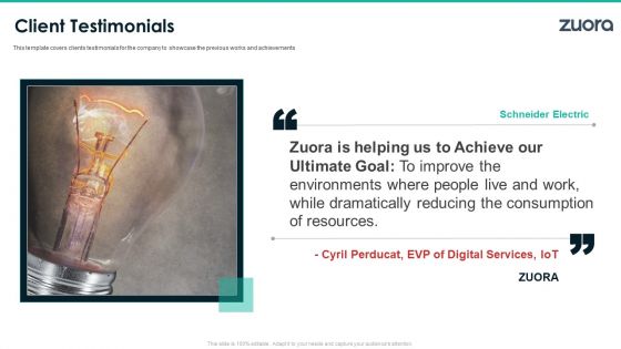 Zuora Capital Raising Elevator Client Testimonials Goal Structure PDF Zuora Capital Raising Elevator Client Testimonials Goal Structure PDF