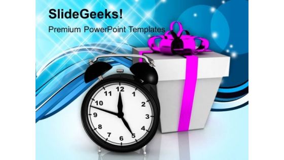A Clock With Present Christmas PowerPoint Templates Ppt Backgrounds For Slides 1112