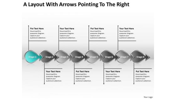 A Layout With Arrows Pointing To The Right Flowchart PowerPoint Freeware Slides