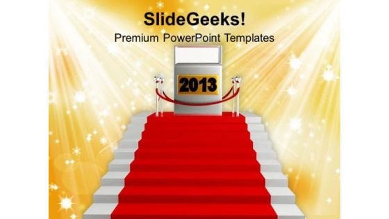 A Stairway With Red Carpet New Year PowerPoint Templates Ppt Backgrounds For Slides 1212