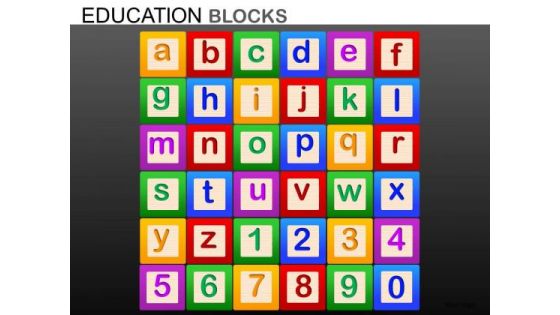 A To Z And 0 To 9 Blocks PowerPoint Templates