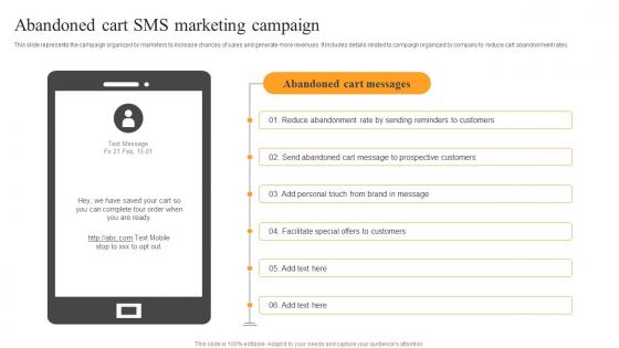 Abandoned Cart SMS Marketing Text Message Advertising Solutions Enhancing Professional Pdf