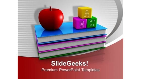 Abc Blocks And Apple On Books Education PowerPoint Templates Ppt Backgrounds For Slides 1212