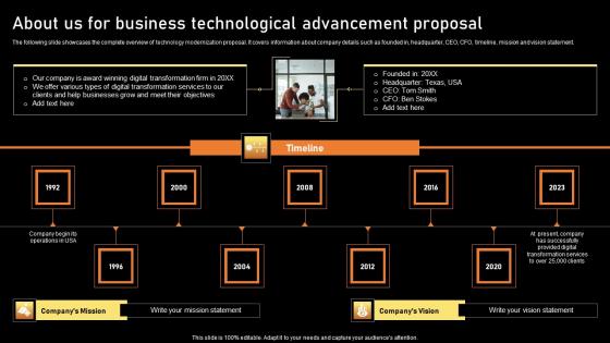 About Us For Business Technological Advancement Proposal Formats Pdf