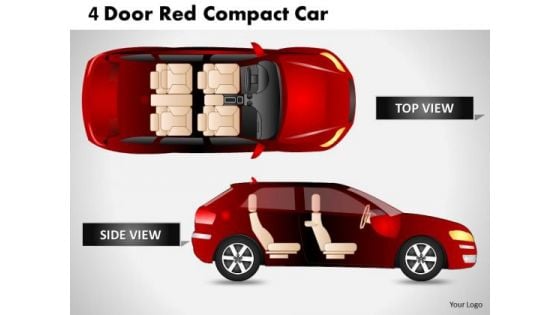 Abstract 4 Door Red Car Side View PowerPoint Slides And Ppt Diagram Templates