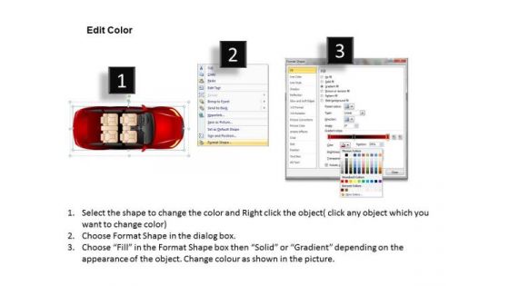 Abstract 4 Door Red Car Top View PowerPoint Slides And Ppt Diagram Templates