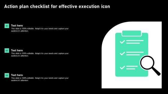 Action Plan Checklist For Effective Execution Icon Professional Pdf