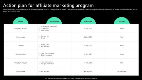 Action Plan For Affiliate Marketing Program Information Pdf