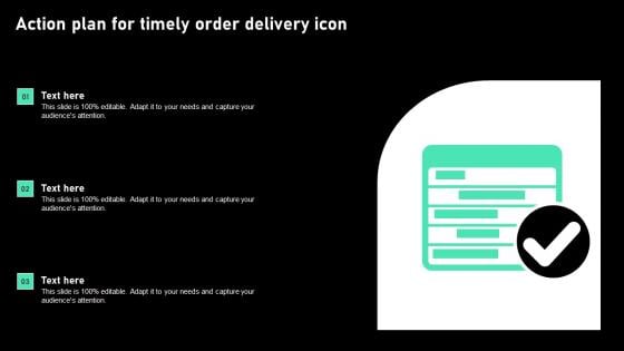 Action Plan For Timely Order Delivery Icon Microsoft Pdf