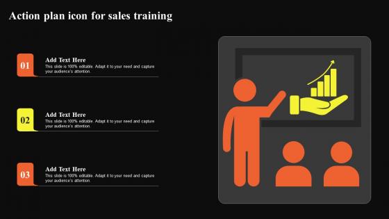 Action Plan Icon For Sales Training Background Pdf