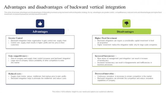 Advantages And Disadvantages Business Integration Tactics To Eliminate Competitors Structure Pdf