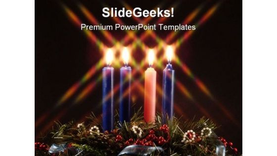 Advent Candles Religion PowerPoint Template 0610