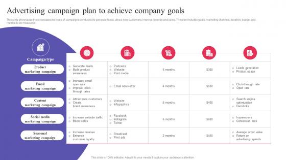 Advertising Campaign Plan To Achieve Company Goals Digital Promotional Campaign Rules Pdf