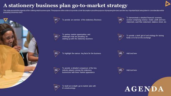 Agenda A Stationery Business Plan Go To Market Strategy Diagrams Pdf