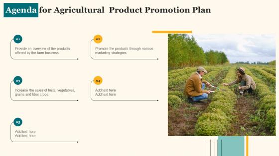 Agenda Agricultural Product Promotion Plan Diagrams Pdf