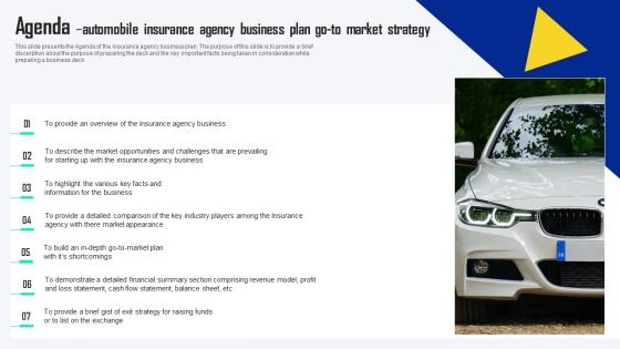 Agenda Automobile Insurance Agency Business Plan Go To Market Strategy Demonstration Pdf Agenda Automobile Insurance Agency Business Plan Go To Market Strategy Demonstration Pdf