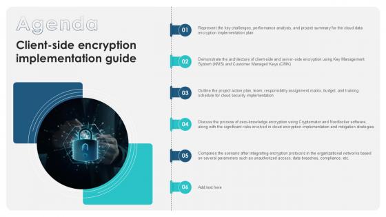 Agenda Client Side Encryption Implementation Guide PPT Sample