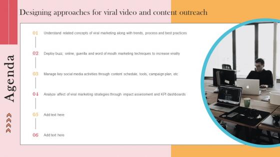 Agenda Designing Approaches For Viral Video And Content Outreach Mockup Pdf