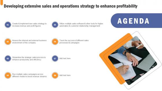 Agenda Developing Extensive Sales And Operations Strategy To Enhance Profitability Portrait Pdf