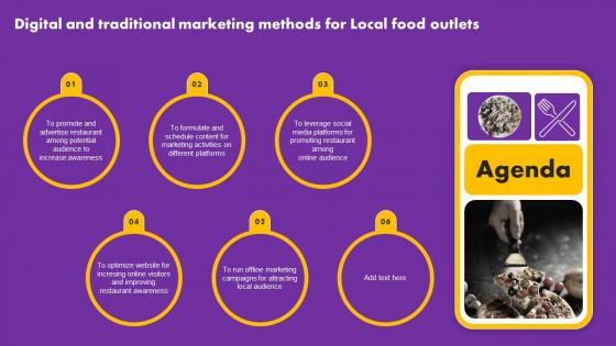 Agenda Digital And Traditional Marketing Methods For Local Food Outlets Diagrams Pdf