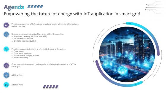 Agenda Empowering The Future Of Energy With IoT Application In Smart Grid IoT SS V Agenda Empowering The Future Of Energy With IoT Application In Smart Grid IoT SS V