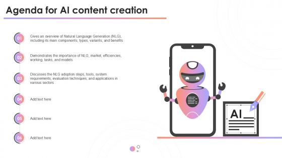 Agenda For AI Content Creation Ppt Presentation Agenda For AI Content Creation Ppt Presentation