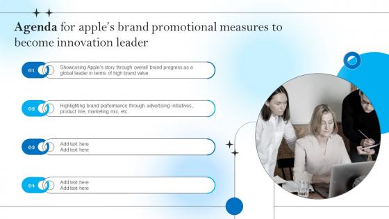 Agenda For Apples Brand Promotional Measures To Become Innovation Leader Background Pdf