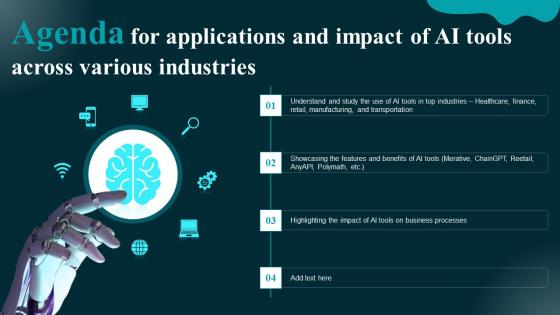 Agenda For Applications And Impact Of AI Tools Across Various Industries Formats Pdf