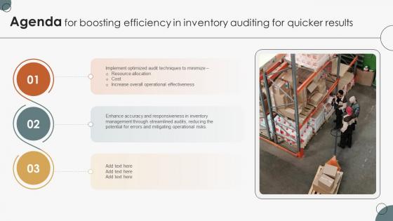 Agenda For Boosting Efficiency In Inventory Auditing For Quicker Results