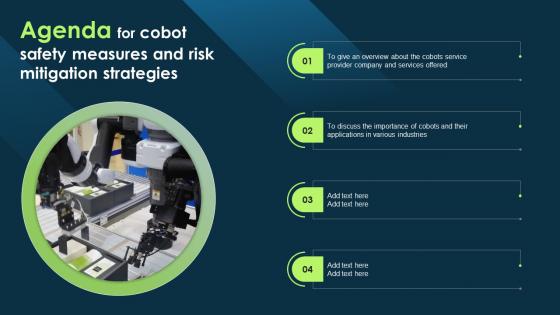 Agenda For Cobot Safety Measures And Risk Mitigation Strategies Background PDF