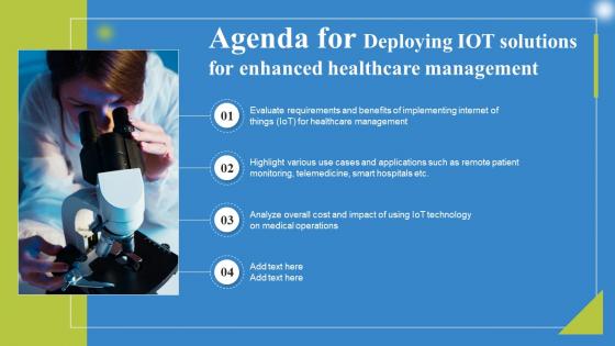 Agenda For Deploying IoT Solutions For Enhanced Healthcare Management Ideas Pdf