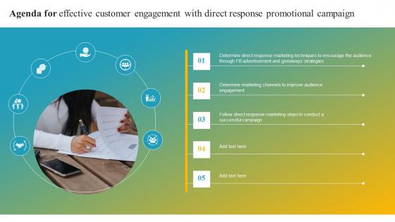 Agenda For Effective Customer Engagement With Direct Response Promotional Campaign Slides Pdf