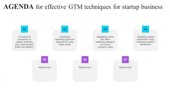 Agenda For Effective GTM Techniques For Startup Business Portrait PDF