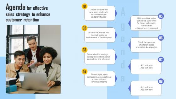 Agenda For Effective Sales Strategy To Enhance Customer Retention Brochure Pdf