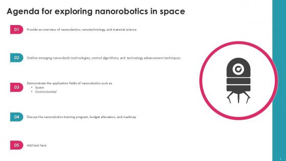 Agenda For Exploring Nanorobotics In Space PPT PowerPoint Agenda For Exploring Nanorobotics In Space PPT PowerPoint