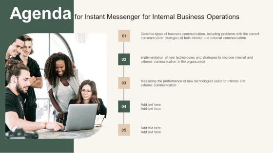 Agenda For Instant Messenger For Internal Business Operations Slides Pdf Agenda For Instant Messenger For Internal Business Operations Slides Pdf