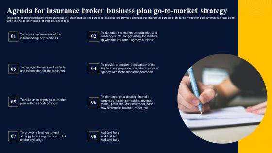 Agenda For Insurance Broker Business Plan Go To Market Strategy Inspiration Pdf